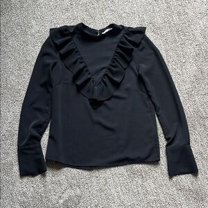 Elegant Black Ruffle Blouse